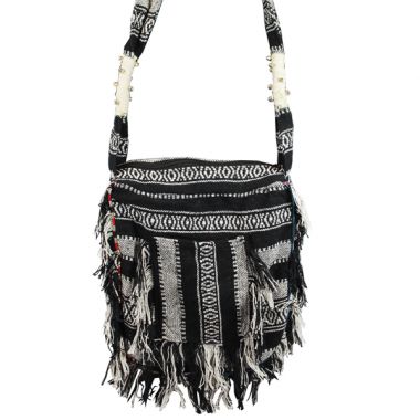 Woven Tassel Bag - Black & White