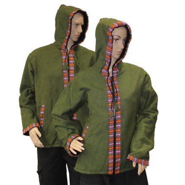 Army Green Bhutan Trimmed Jacket - Large