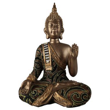 Sitting Thai Buddha Gold Fabric Statuette 