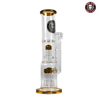 Basil Bush Heavy Duty Double Percolator Glass Bong - Amber