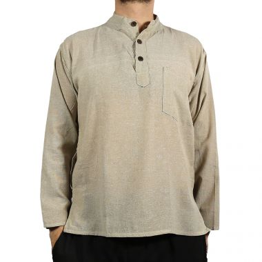 Plain Hemp Cotton Grandad Shirt