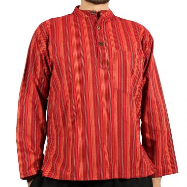 Striped Red Grandad Shirt