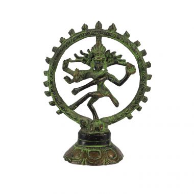 Shiva Nataraj Brushed Green Brass Figurine