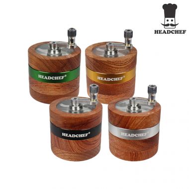 Headchef 'Woodsman' 4 Part Wooden 62mm Sifter Grinder