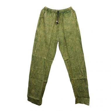 Cotton Shayma Stone Wash Green Trousers