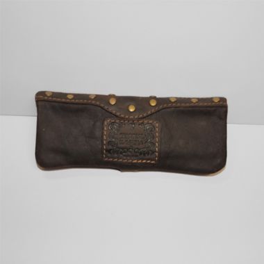 Kavatza Mini Rolling Pouch - Studded Brown Leather