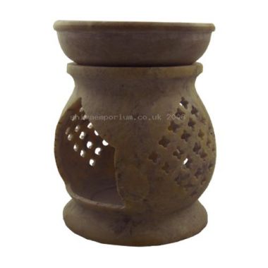 Jali Carved Soapstone Oil Burner - Extra Large