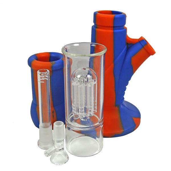 Slim Silicone Bong with Glass Percolator Shiva