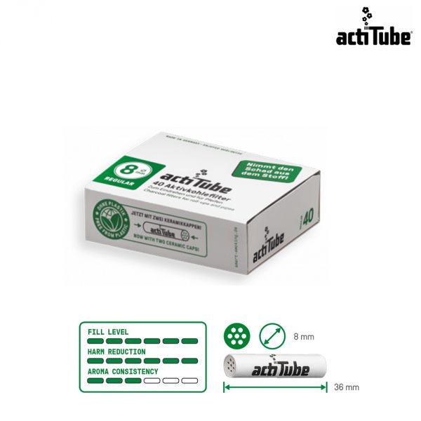 actiTube, Active Charcoal Filters Package 40pcs 8mm, Active Charcoal  Filter, Rolling Equipment, HEADSHOP