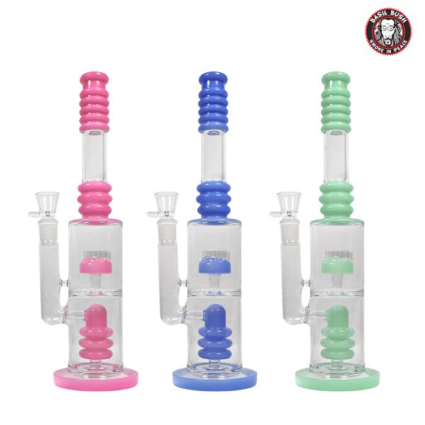 Buy Basil Bush Heavy Duty Double Percolator 2 Chamber Glass Bong