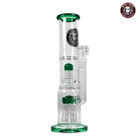 Basil Bush Heavy Duty Double Percolator Glass Bong - Green