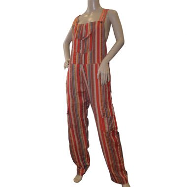 Shiva Romulus Funky Chequered Cotton Combat Dungarees Nepalese Brightly Coloured Dungarees 