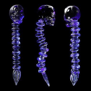 Spine & Skull Glass Dabber - Blue