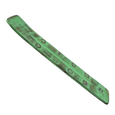 Weathered Wood Incense Holder - Green Star