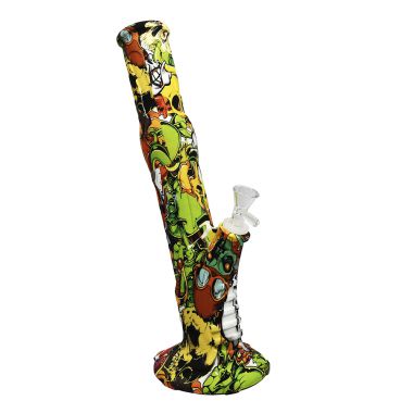 Bounce 'Crazy Print' 36cm Silicone Lean Back Bong - Toxic