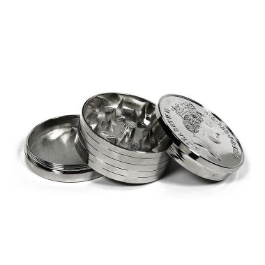Grinder for Tobacco Made of 4 Parts Plus Pollen Scraper Coffee Spices Colour Silver by ARTUROLUDWIG 
