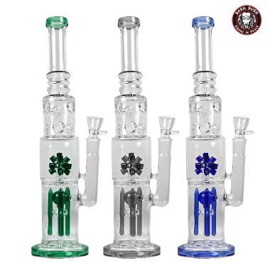 Basil Bush Heavy Duty Double Percolator Glass Ice Bong