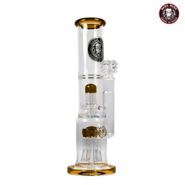 Basil Bush Heavy Duty Double Percolator Glass Bong - Amber