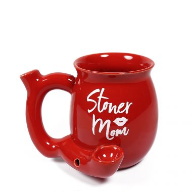 Ceramic Pipe Coffee Mug - Red 'Stoner Mom'