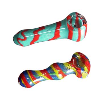 10cm Hand-Blown Rainbow Glass Pipe