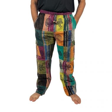 Multicoloured Patchwork Cargo Combat Trousers