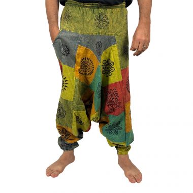 Multicoloured Patchwork Harem Pants