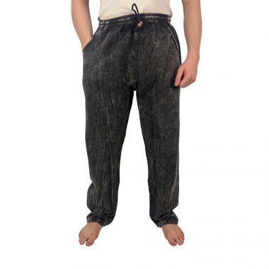 Shayma Black Stonewash Cotton Trousers