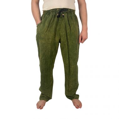 Shayma Green Stonewash Cotton Trousers