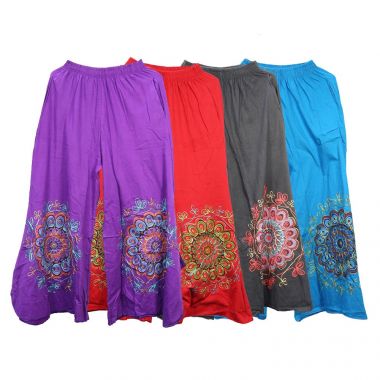 Embroidered Wide Leg Trousers