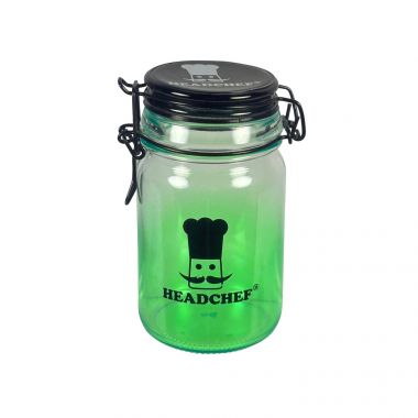 Headchef Two-Tone Glass Clip Top Storage Jars - Green - Large (240ml)