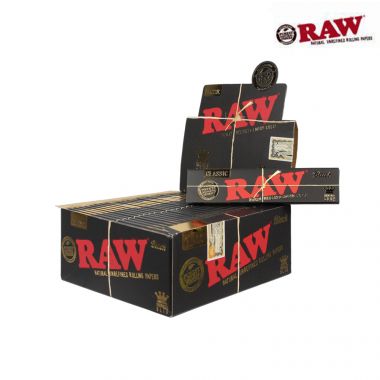 RAW Black Classic Unbleached Kingsize Slim Papers - Full Box of 50