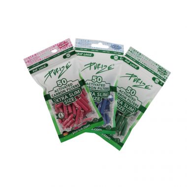 PURIZE XTRA Slim 6mm Activated Carbon Filter Tips 50 Piece Packet