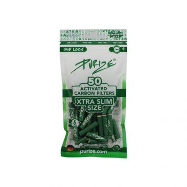 PURIZE XTRA Slim 6mm Activated Carbon Filter Tips 50 Piece Packet - Green
