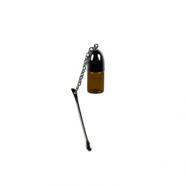 Silver Lid Snuff Bottle with Chained Spoon