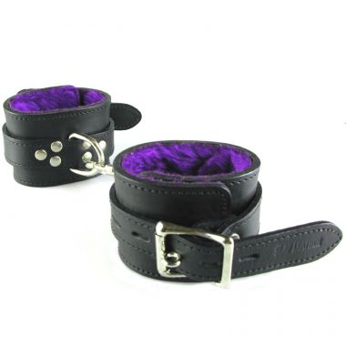 Furlined Leather Cuffs - Purple Lining Ankle