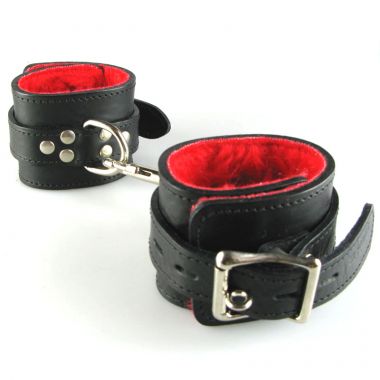 Furlined Leather Cuffs - Red Lining Ankle